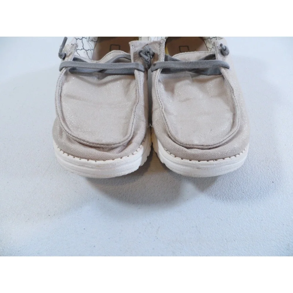 Hey Dude Wendy Sparkling‎ Pearl Grey Women's Slip On Loafer Shoes Size 8